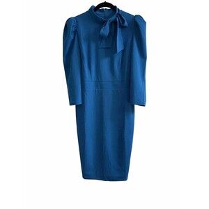 NWT! New York Company Dress Womens M Teal Sheath Knee Length 3/4 Sleeve Solid